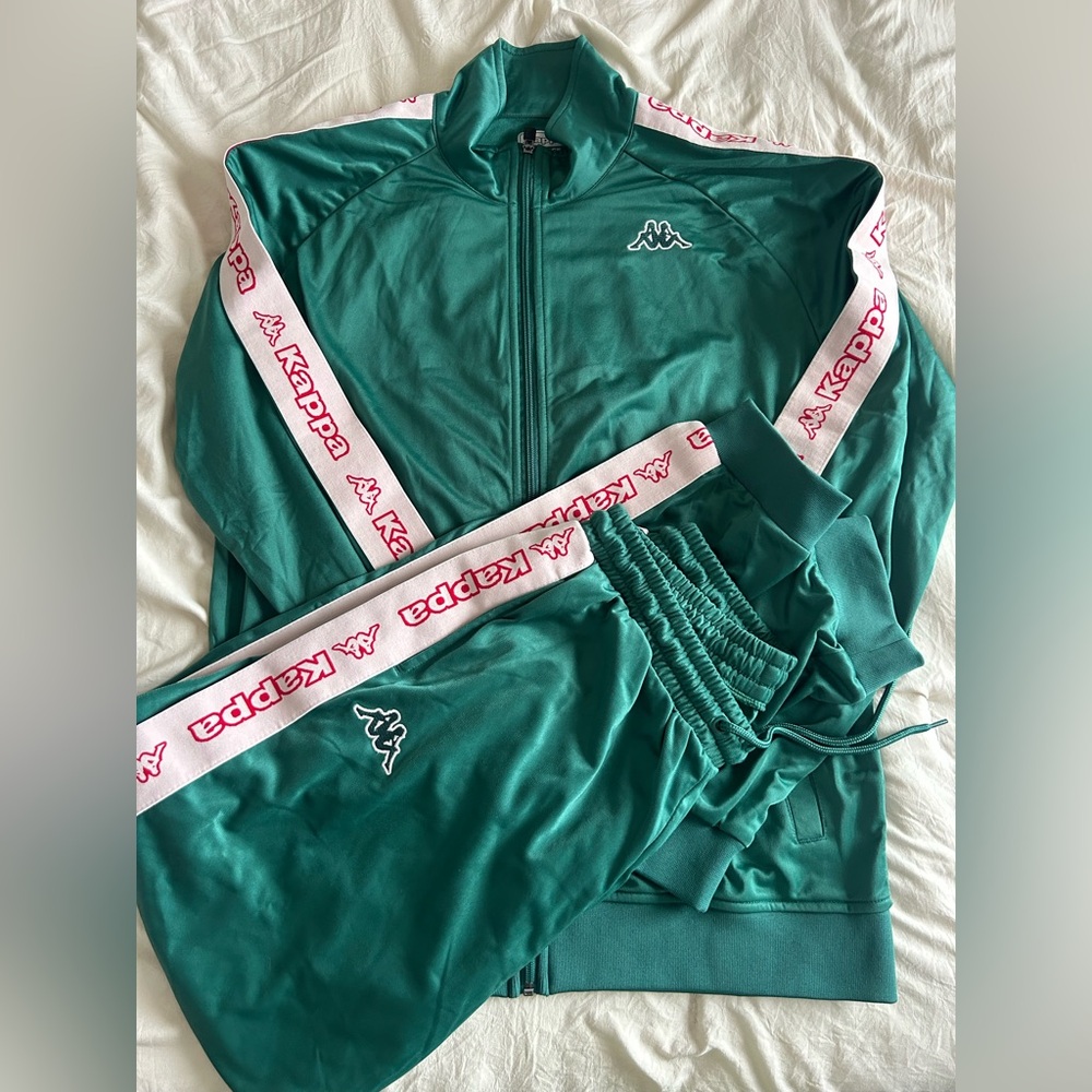 Kappa Teal Tracksuit with Logo Stripes